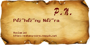 Páhány Nóra névjegykártya