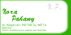 nora pahany business card